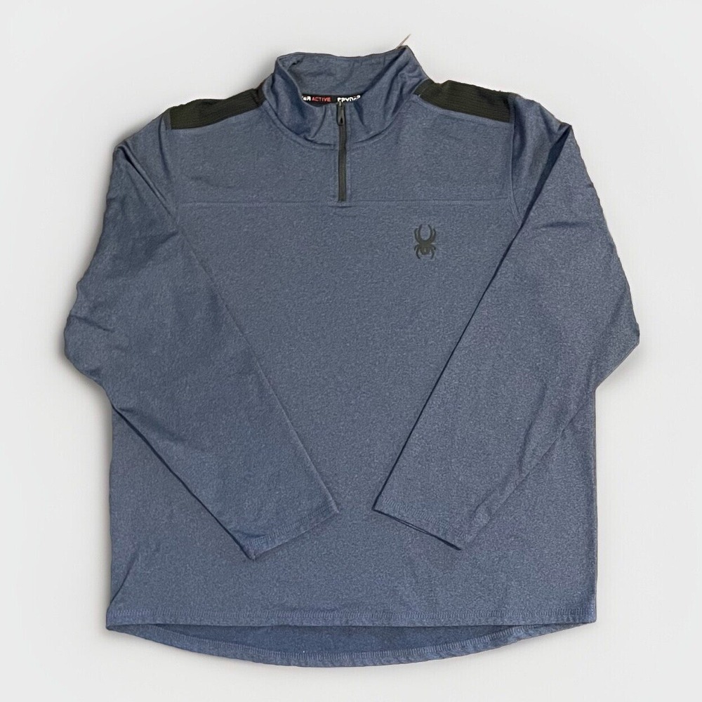 Spyder Pullover Mens Med Blue 1/4 Zip Activewear Performance Sporty Layering